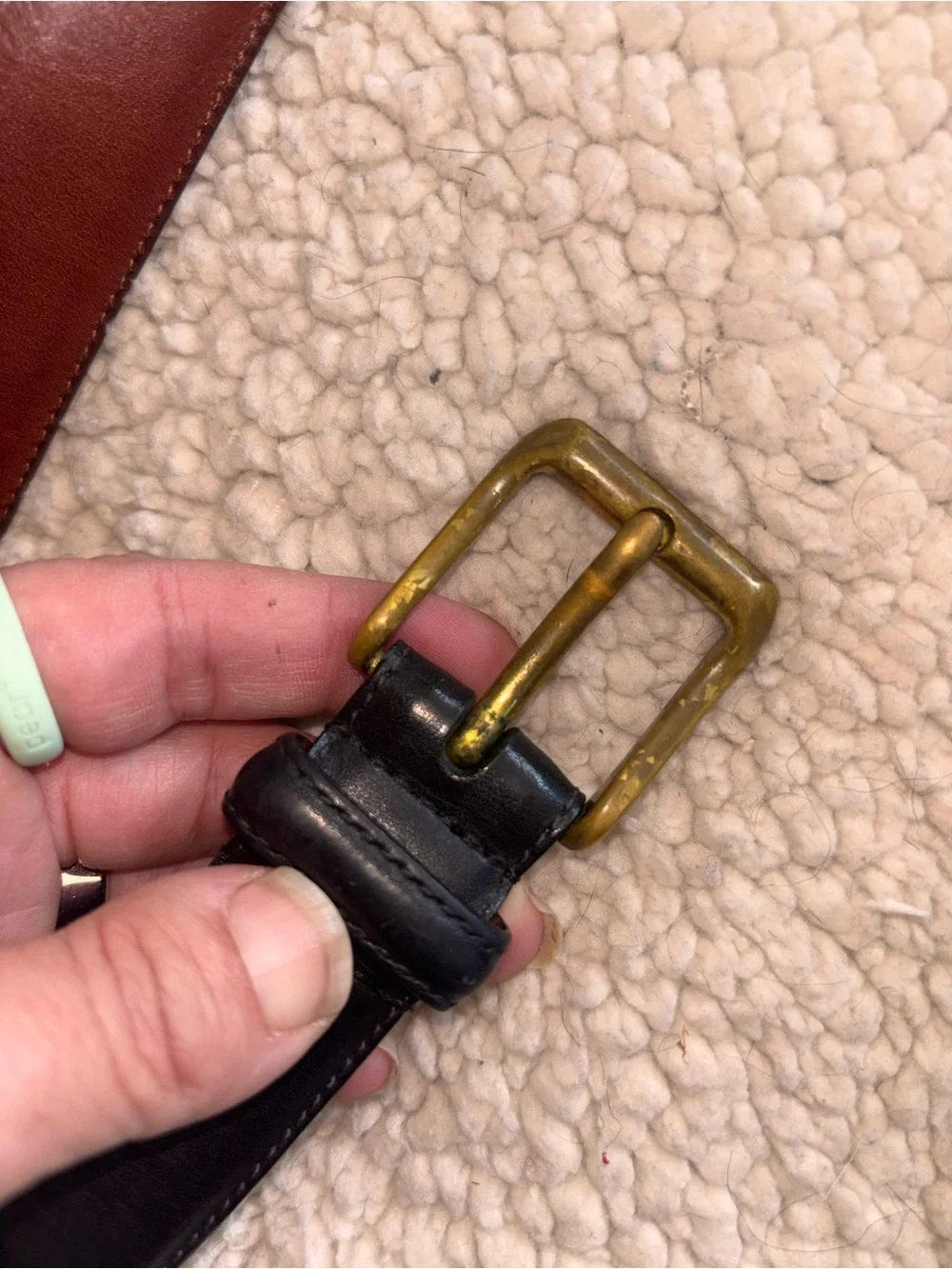 Vintage Coach Black Leather Belt Brass Buckle Brown Lining Size 40